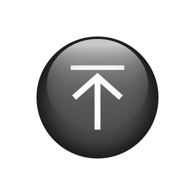 Subir el icono del botón negro aislado en la ilustración vectorial blanca