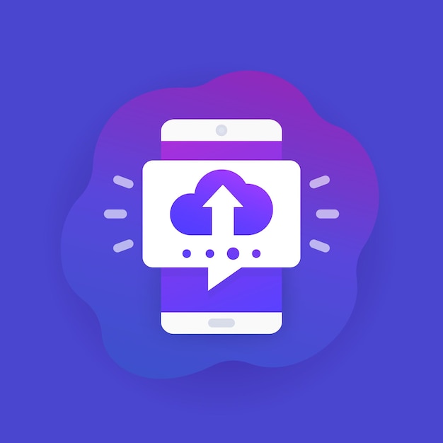 Vector subir con teléfono, icono de vector