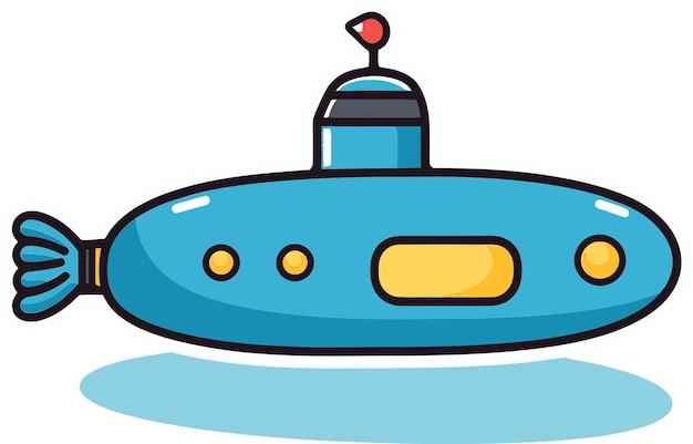 un submarino azul con una tapa azul y un botón amarillo en la parte superior