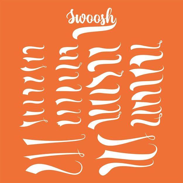 Subrayar swishes cola colección Swoosh elemento para diseño de logotipo deportivo Vector ilustración dibujada a mano