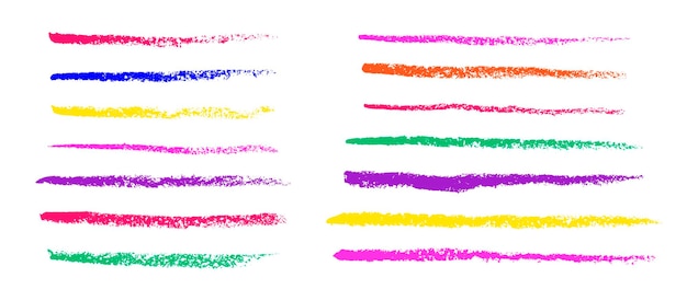 Subrayos de lápices de colores o carbón para niños que dibujan líneas garabateadas con lápices grunge pastel