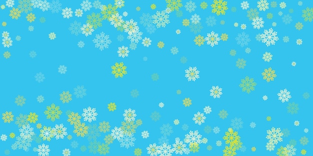 Subtiles copos de nieve y estrellas volando sobre el fondo verde de Navidad
