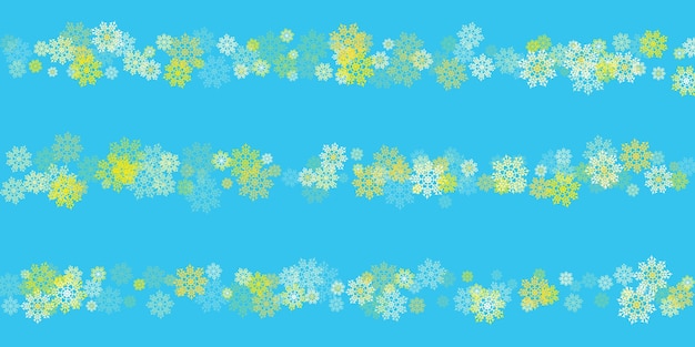 Subtiles copos de nieve y estrellas volando sobre el fondo verde de Navidad
