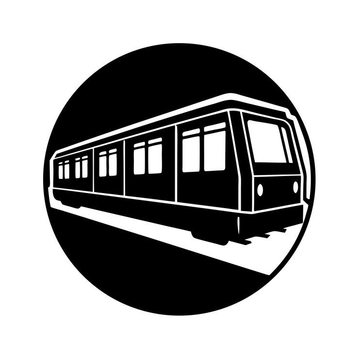 Subway Train Icon in a Black Circle