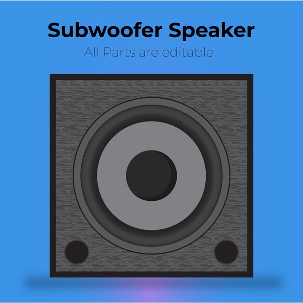Un subwoofer azul con un fondo azul que dice subwoofer.