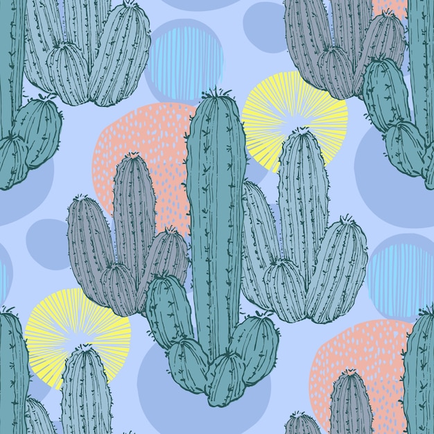 Suculentas patrón sin costuras con flores tropicales abstractas hojas y formas diseño floral de la selva de verano excelente para tela papel de envoltura textil papel de pared textura vectorial