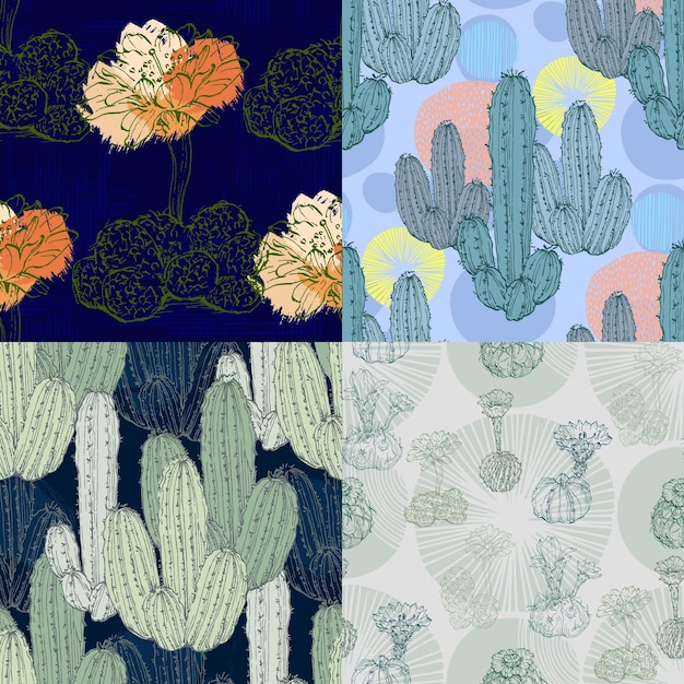 Suculentas patrón sin costuras con flores tropicales abstractas hojas y formas diseño floral de la selva de verano excelente para tela papel de envoltura textil papel de pared textura vectorial