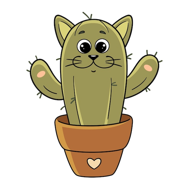 Un suculento cactus con forma de gato Kitty Plant Flower Una extraordinaria flor Cactus Vector