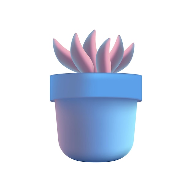 Suculento rosa o púrpura en maceta azul ilustración 3d