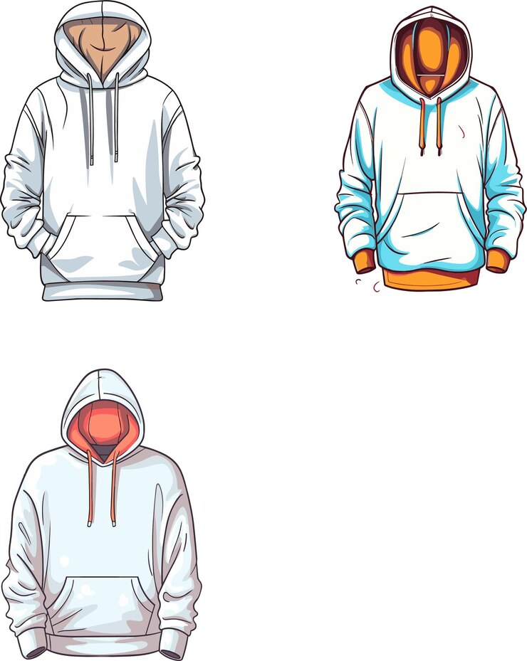 Vector una sudadera blanca con una franja roja en el capó