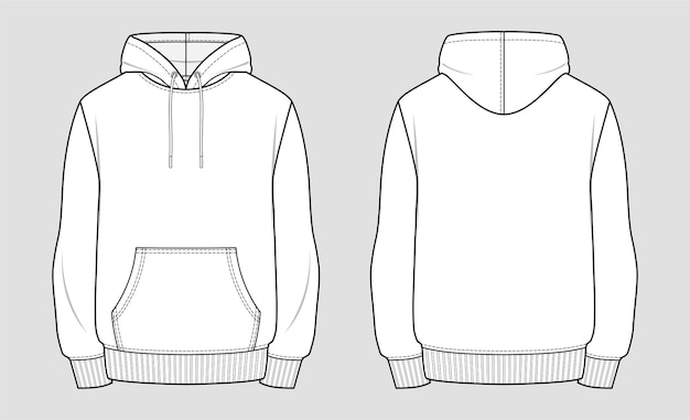 Sudadera. boceto técnico de ropa.