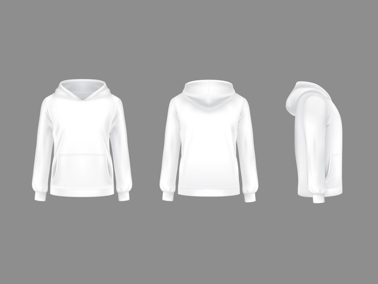 Vector sudadera con capucha blanca 3d plantilla realista maqueta.