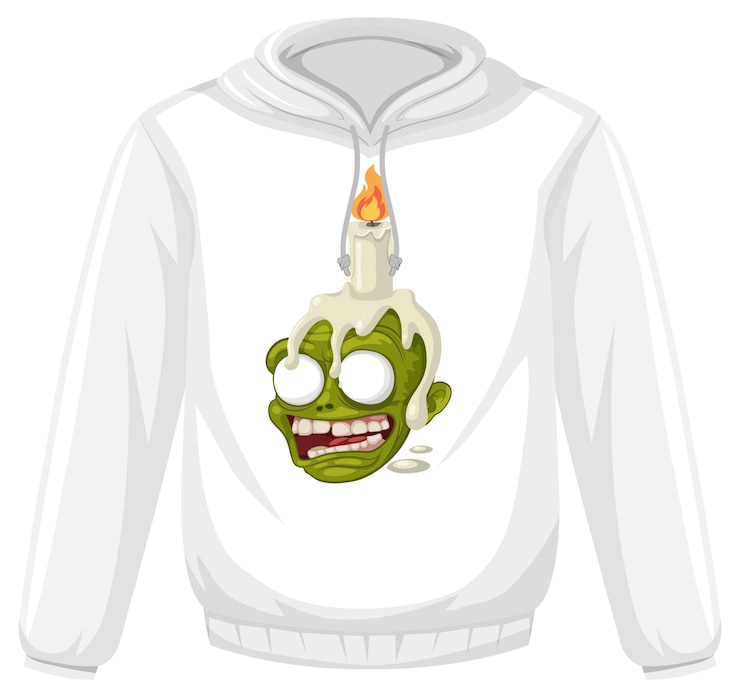 Vector sudadera con capucha con diseño de calavera zombie con vela secreta