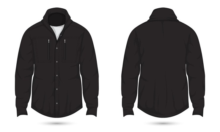 Vector sudadera con cremallera para hombre vista frontal y posterior ilustración vectorial