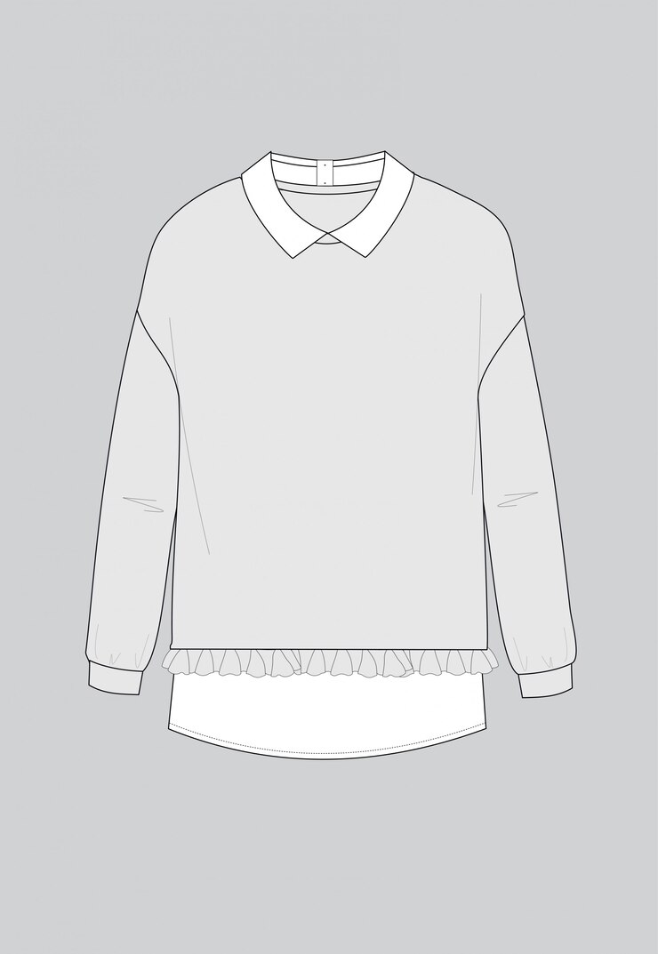 Sudadera de moda con cuello camisero técnico