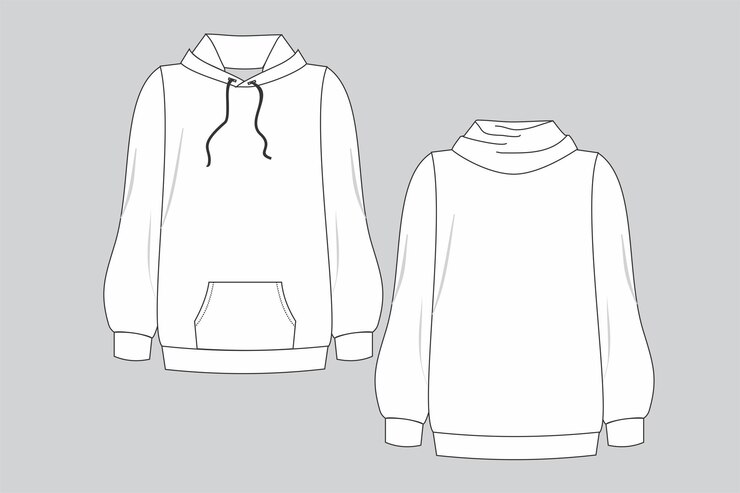 Vector sudadera de mujer, ilustración técnica de moda, vector de dibujo, vector de ropa, ropa de mujer