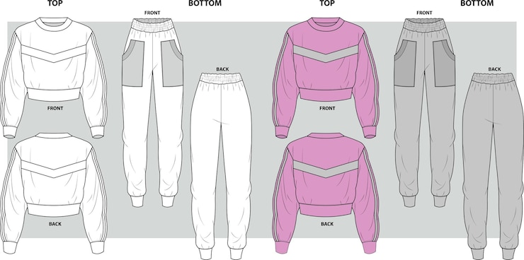 Vector sudadera de niña con dibujo plano de pantalón de chándal