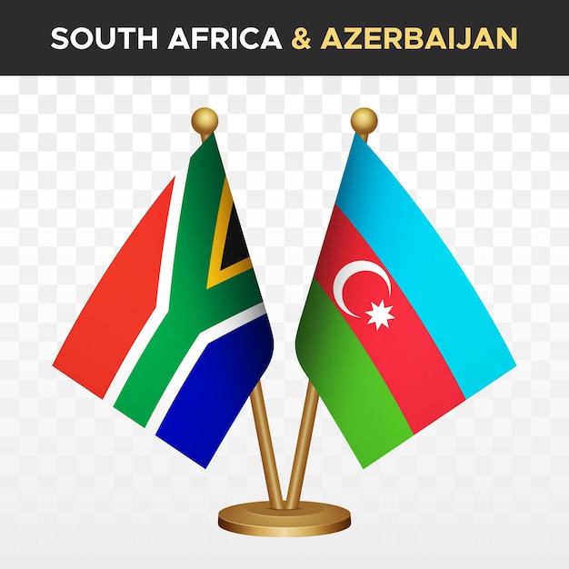 Sudáfrica contra Azerbaiyán banderas RSA 3d de pie de mesa vector de la bandera