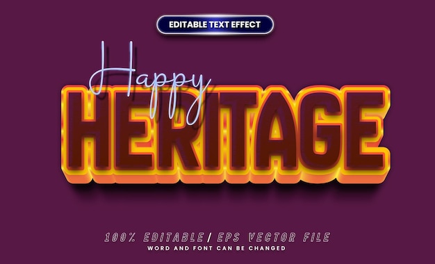 Sudáfrica plantilla de texto Feliz día del patrimonio estilo de texto efecto diseño de cartel estilo de fuente editable