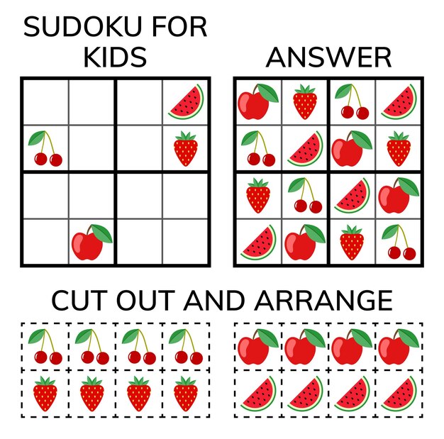 Sudoku Niños y adultos mosaico matemático Cuadrado mágico Juego de rompecabezas de lógica Rebus digital Ilustración vectorial