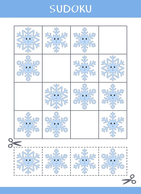 Sudoku para niños Cortar y pegar Hoja de trabajo vectorial