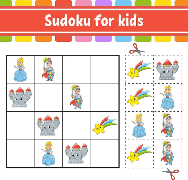 Sudoku para niños tema de cuento de hadas