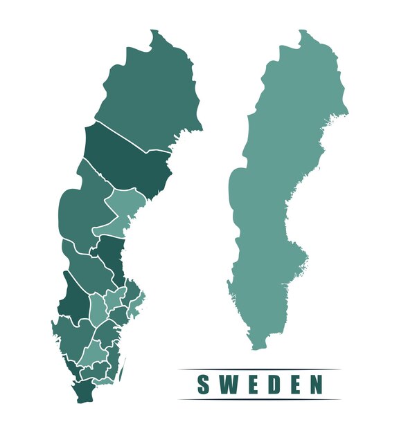 Suecia mapa político plano simple con las fronteras de los estados