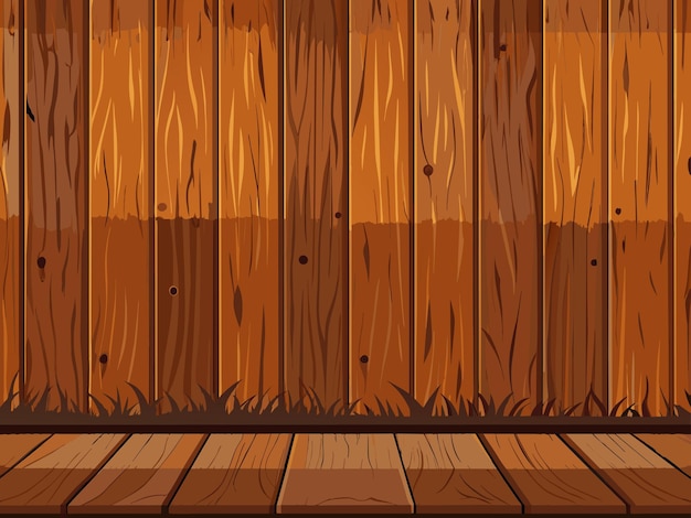 Vector suelo de madera de textura marrón con fondo de pared