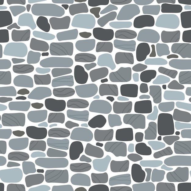 Suelo de piedra de patrones sin fisuras suelo de guijarros de mosaico textura de pavimento elemento de calle o pared fondo de vector decente de imitación de cuero gris
