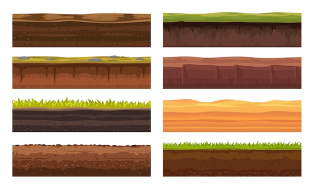 Suelo suelo o capas subterráneas hierba y tierra