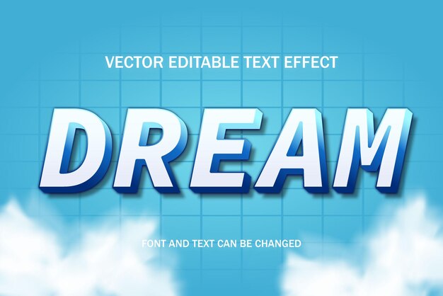 sueño cielo azul estilo diseño tipografía letras 3d texto editable efecto fuente plantilla fondo