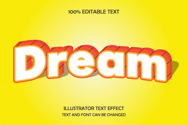 Sueño, efecto de texto editable en 3d estilo de sombra de arco moderno