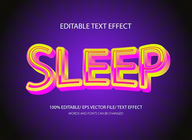 Sueño efecto de texto editable 3d