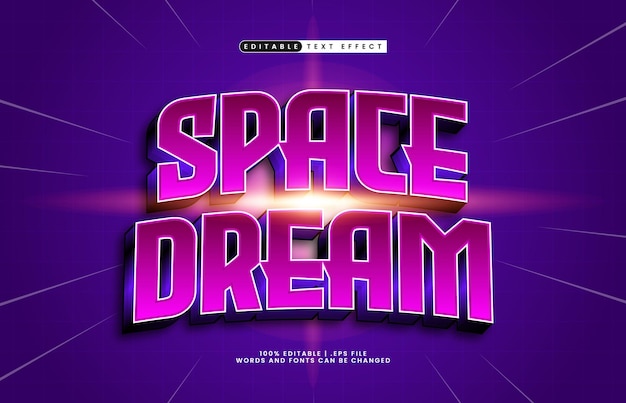 sueño espacial efecto de texto editable con un estilo de texto de planeta y estrella