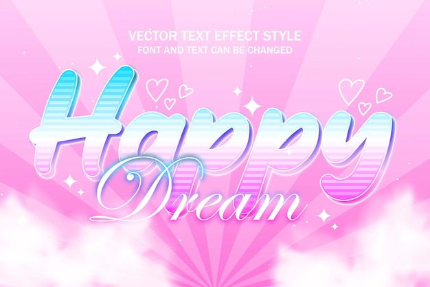 sueño feliz rosa lindo hambruna tipografía editable estilo de efecto de texto plantilla diseño de fondo