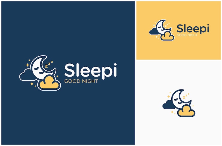 Vector sueño nocturno luna nube cielo sueño antes de acostarse cariñoso dormido relájese ilustración de diseño de logotipo vectorial
