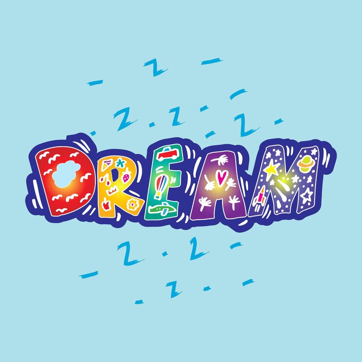Vector sueño palabra mano letras decorativas. cita de póster para niños.