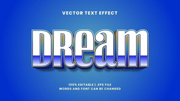 Sueño simple efecto de texto editable 3d moderno