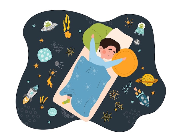 Vector sueños de la noche feliz de los niños