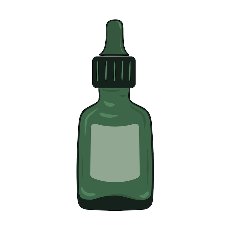 Vector suero con gotero en botella de vidrio verde ilustración vectorial