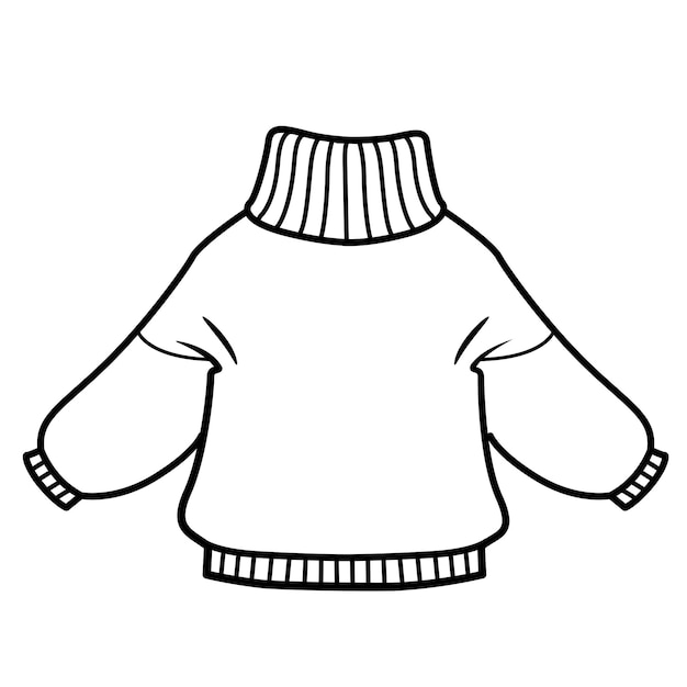 Suéter cálido de punto para contorno de niño para colorear sobre un fondo blanco