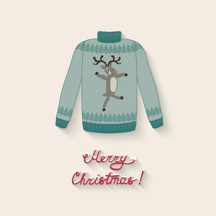 Vector un suéter con un ciervo de navidad.