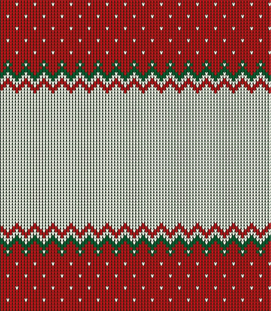 Suéter feo en Buffalo Plaid Feliz Navidad y Feliz Año Nuevo tarjeta de felicitación marco borde ilustración fondo de punto de patrones sin fisuras con adornos escandinavos de estilo popular