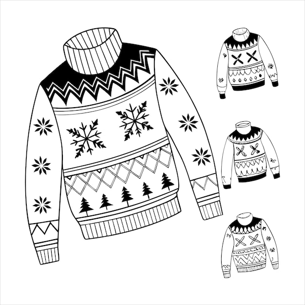 suéter de Navidad feo suéteres de punto con patrones de invierno vector