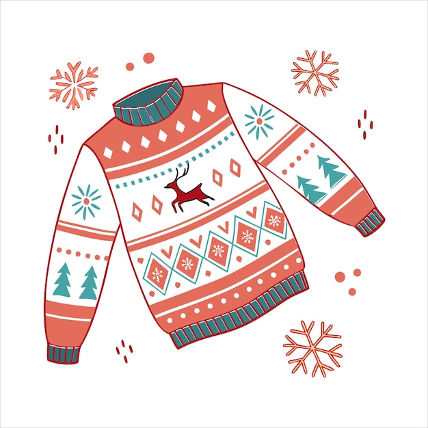 suéter de Navidad feo suéteres de punto con patrones de invierno vector