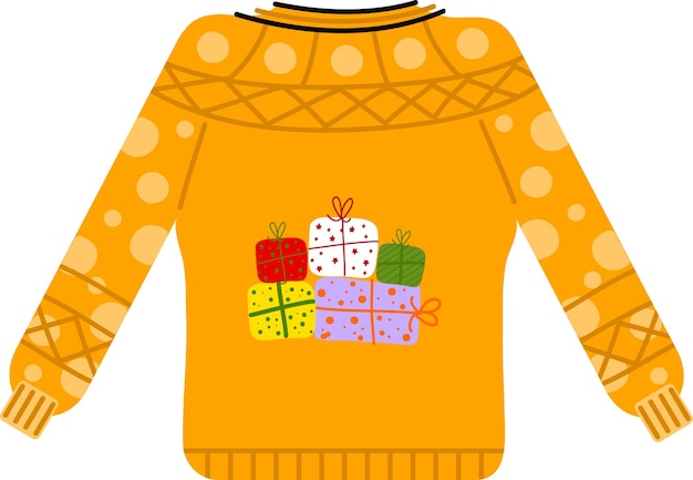 Suéter de navidad guirnaldas banderas etiquetas burbujas cintas y pegatinas colección de iconos decorativos de feliz navidad