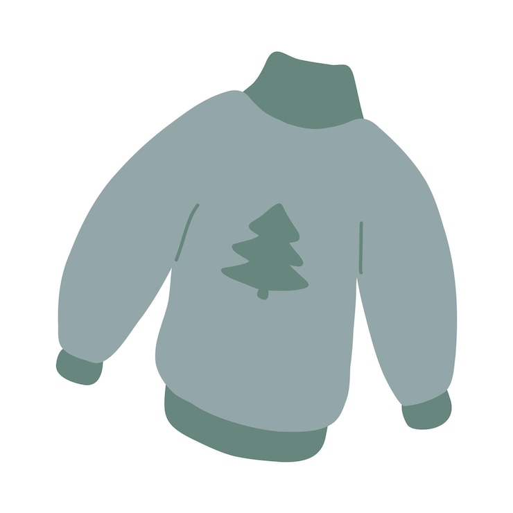 Vector suéter de navidad suéter de dibujos animados ropa de invierno cómoda de punto lana acogedora linda dibujada a mano