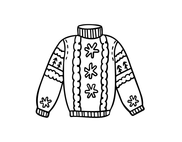 Suéter de punto de Navidad caliente dibujado a mano con un patrón de icono garabateado ropa de invierno cálida año nuevo