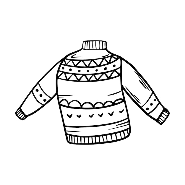 Suéter Ropa de invierno cálida Ilustración vectorial en estilo boceto Suéter de punto