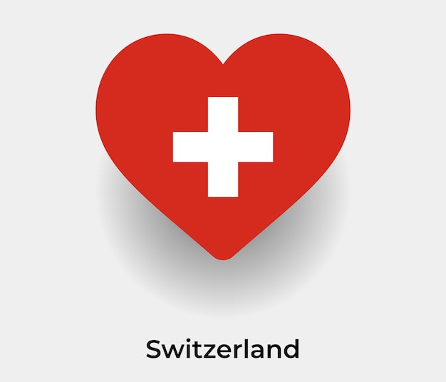 Suiza bandera corazón forma icono vector ilustración